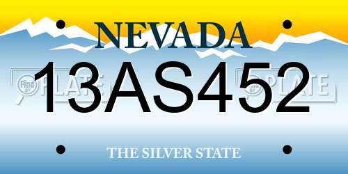 13AS452 Nevada License Plate