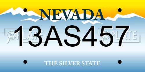 13AS457 Nevada License Plate