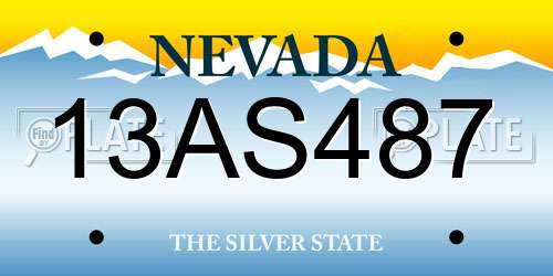 13AS487 Nevada License Plate