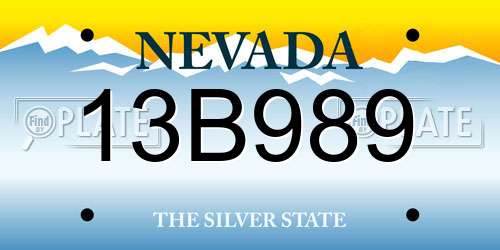 13B989 Nevada License Plate