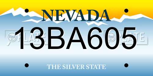 13BA605 Nevada License Plate