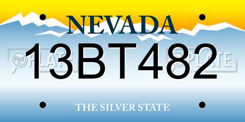 13BT482 Nevada License Plate