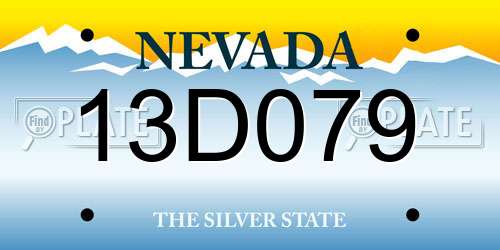 13D079 Nevada License Plate