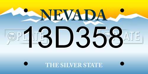13D358 Nevada License Plate
