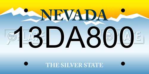 13DA800 Nevada License Plate