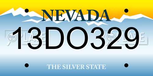13DO329 Nevada License Plate