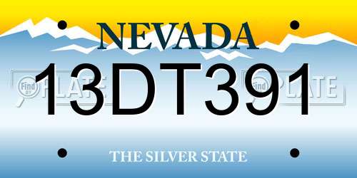 13DT391 Nevada License Plate