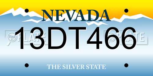 13DT466 Nevada License Plate