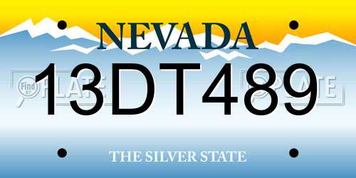 13DT489 Nevada License Plate