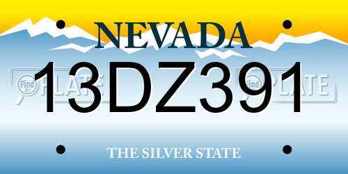 13DZ391 Nevada License Plate