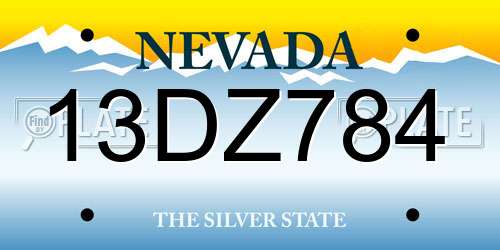 13DZ784 Nevada License Plate