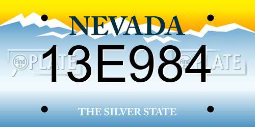 13E984 Nevada License Plate