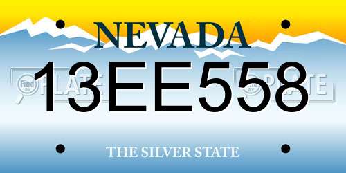 13EE558 Nevada License Plate