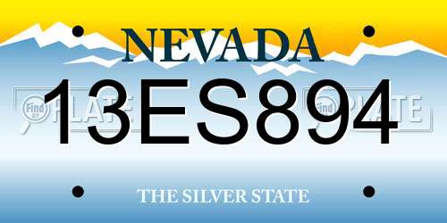 13ES894 Nevada License Plate