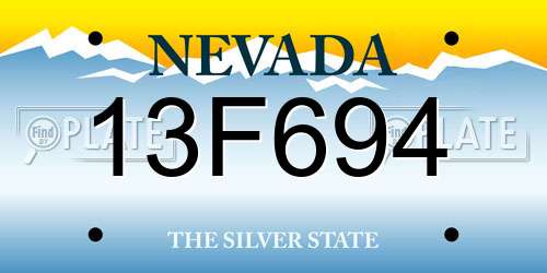 13F694 Nevada License Plate