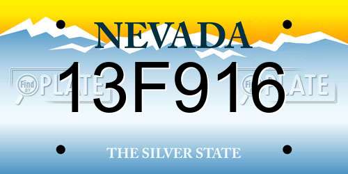 13F916 Nevada License Plate
