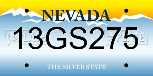 13GS275 Nevada License Plate