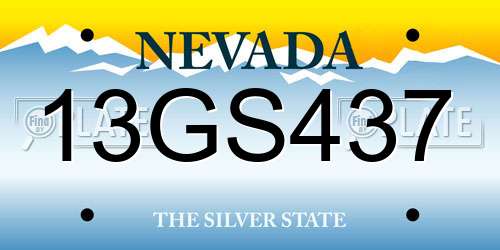 13GS437 Nevada License Plate