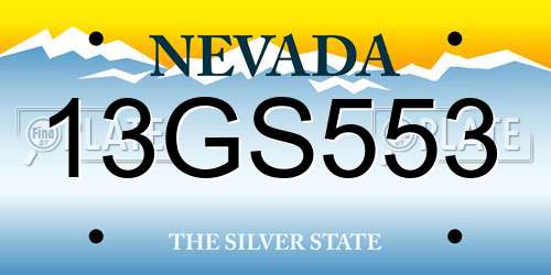 13GS553 Nevada License Plate