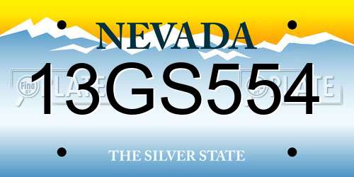13GS554 Nevada License Plate