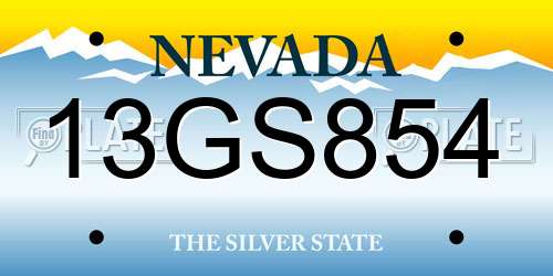 13GS854 Nevada License Plate