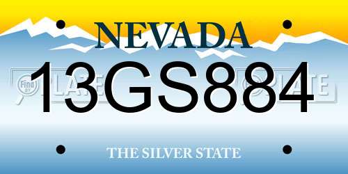 13GS884 Nevada License Plate