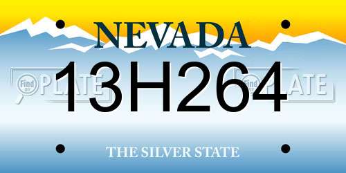 13H264 Nevada License Plate