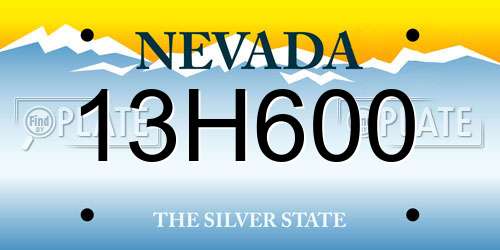 13H600 Nevada License Plate
