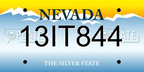 13IT844 Nevada License Plate