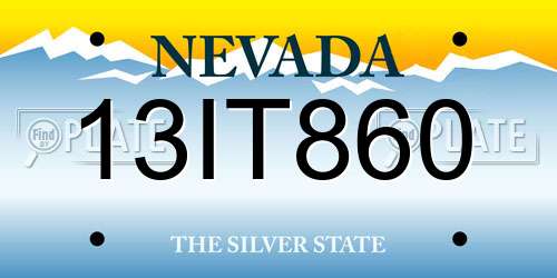 13IT860 Nevada License Plate