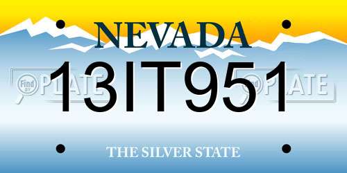 13IT951 Nevada License Plate
