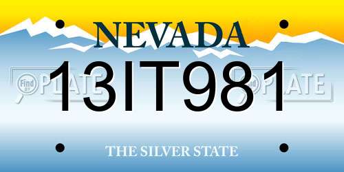13IT981 Nevada License Plate