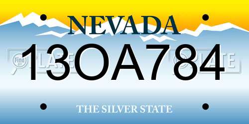 13OA784 Nevada License Plate