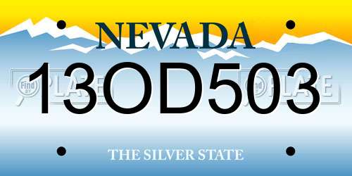 13OD503 Nevada License Plate