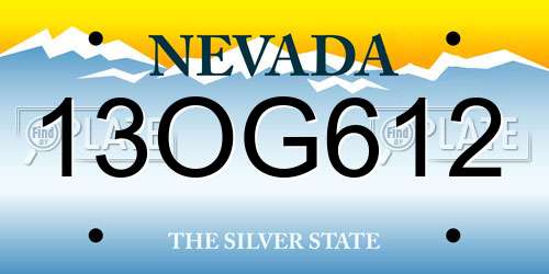 13OG612 Nevada License Plate
