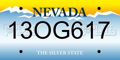 13OG617 Nevada License Plate