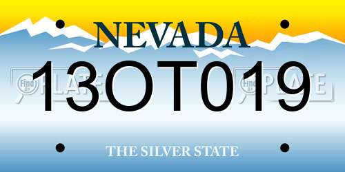13OT019 Nevada License Plate