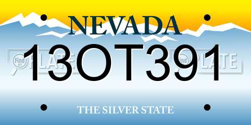 13OT391 Nevada License Plate