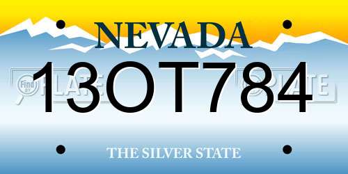 13OT784 Nevada License Plate