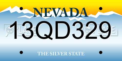 13QD329 Nevada License Plate