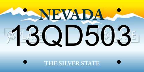 13QD503 Nevada License Plate