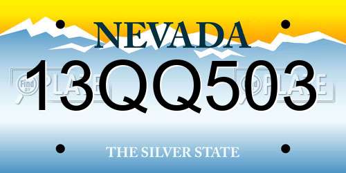 13QQ503 Nevada License Plate