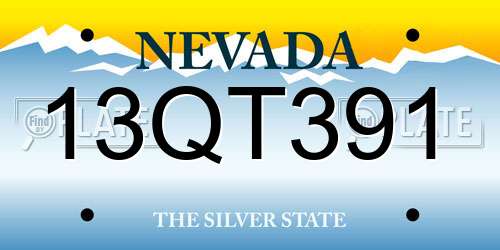 13QT391 Nevada License Plate
