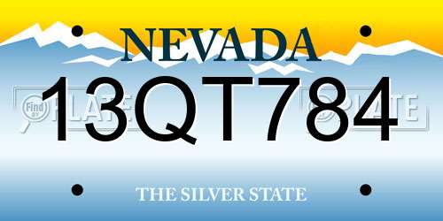 13QT784 Nevada License Plate
