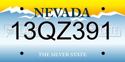 13QZ391 Nevada License Plate