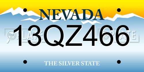 13QZ466 Nevada License Plate