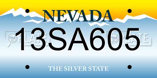 13SA605 Nevada License Plate
