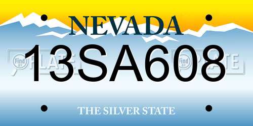 13SA608 Nevada License Plate