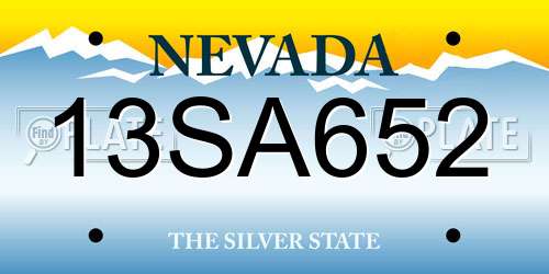 13SA652 Nevada License Plate