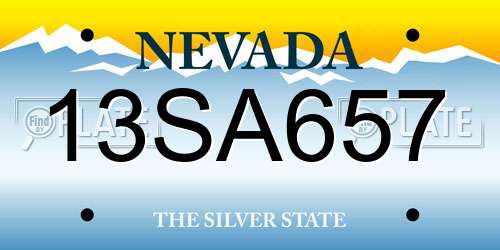 13SA657 Nevada License Plate